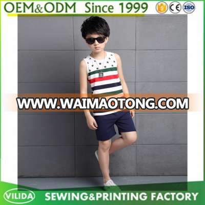 wholesale 100% cotton kids vest boys stripe tank top