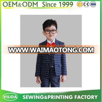 korean style children plaid tuxedo suits boys autumn wedding suits for sale