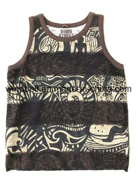 Summer Slub Cotton Vest for Boy with All-Over Printing